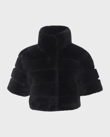 Gorski Reversible Lamb Shearling Bolero Jacket With Cropped Sleeves