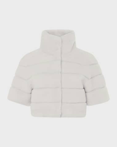 Gorski Reversible Lamb Shearling Bolero Jacket With Cropped Sleeves