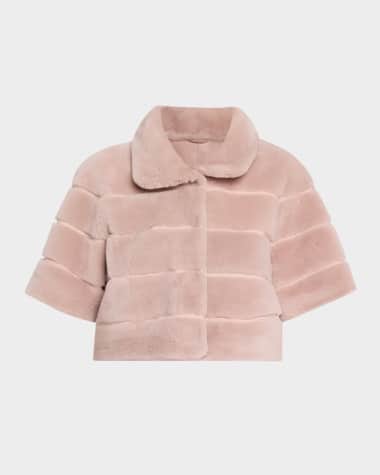 Gorski Reversible Lamb Shearling Bolero Jacket With Cropped Sleeves