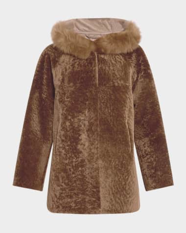 Gorski Reversible Textured Lamb Shearling Parka With Merinillo Lamb Shearling Trim