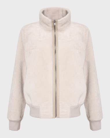 Gorski Reversible Textured Shearling Lamb Bomber Jacket