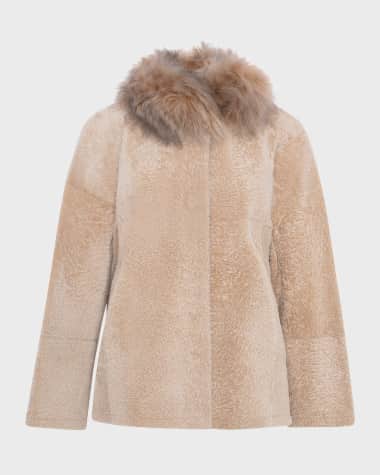 Gorski Reversible Lamb Shearling Jacket With Mongolian Lamb Shearling Collar