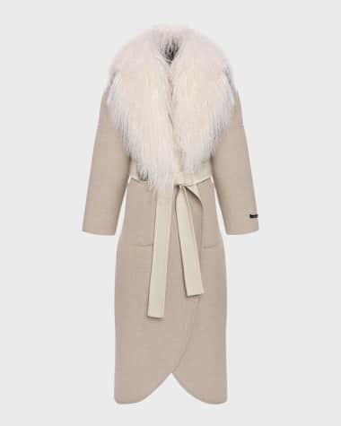 Gorski Wool and Cashmere Coat with Mongolian Shearling Collar