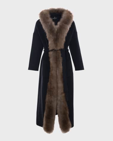 Gorski Cashmere Wrap Parka Jacket with Select Cashmere Goat Trim