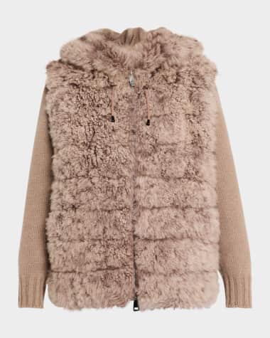 Gorski Select Cashmere Goat Parka with Cashmere Cable-Knit