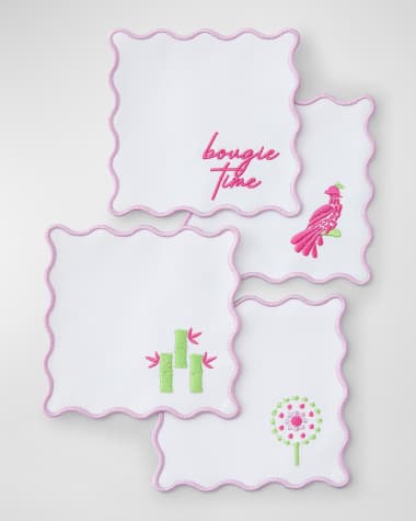 OH MY MAHJONG Embroidered Cocktail Napkins, Set of 4