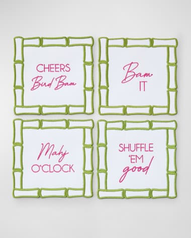 OH MY MAHJONG Bamboo Mahjong Cocktail Napkins, Set of 4