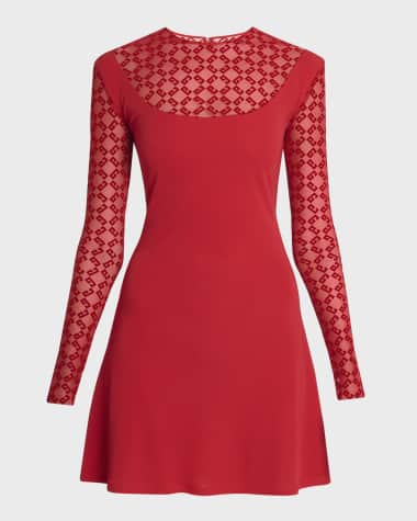 Givenchy 4G Plumetis Long-Sleeve Mini Dress