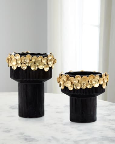 John-Richard Collection Golden Disc Vases, Set of 2