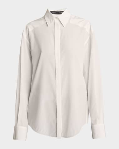 Proenza Schouler Demi Button-Down Stretch Silk Viscose Blouse