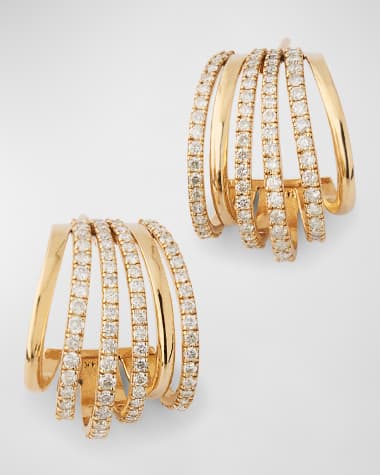 Siena Jewelry 14K Yellow Gold Diamond Huggie Earrings