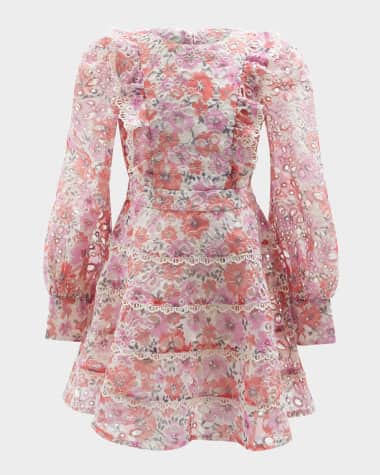 Bardot Junior Girl's Odette Floral-Print Embroidered Dress, Size 7-14