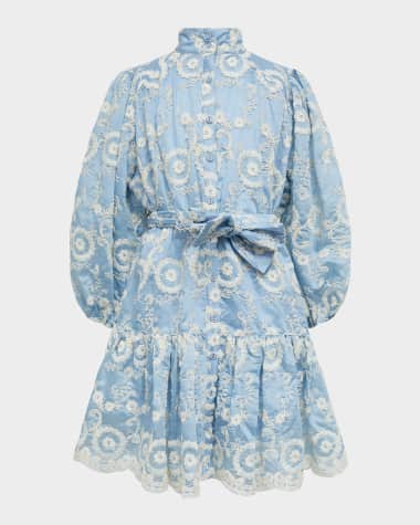 Bardot Junior Girl's Mila Embroidered Floral-Print Shirt Dress, Size 7-14