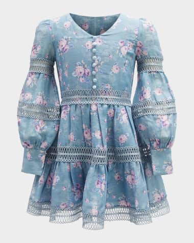 Bardot Junior Girl's Venice Lattice Trim Floral-Print Dress, Size 7-14