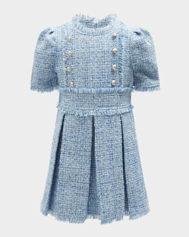 Bardot Junior Girl's Brielle Boucle Fringe Trim Dress, Size 7-14