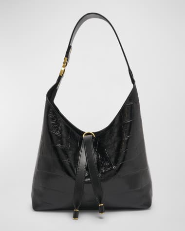 Chloe Marcie Small Hobo Bag in Croc-Embossed Leather