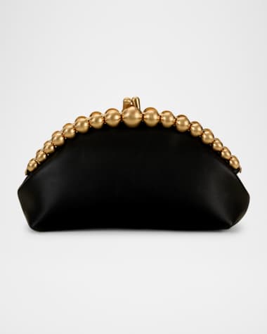 Cult Gaia Una Beaded Leather Clutch Bag