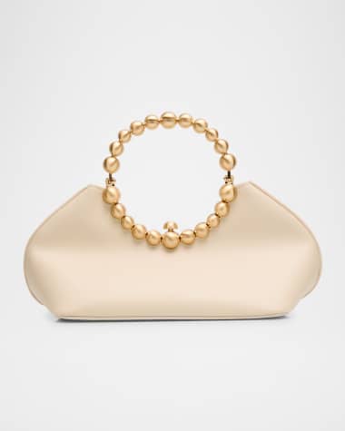 Cult Gaia Una Beaded Leather Top-Handle Bag