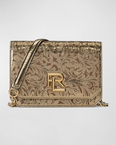 Ralph Lauren Collection Small Western Intarsia Metallic Leather Crossbody Bag