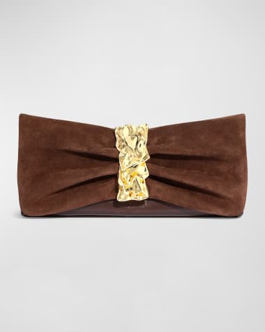 Alexis Bittar Golden Ribbon Convertible Suede Shoulder Bag
