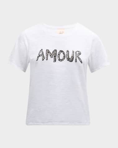 Cinq a Sept Rhinestone Amour Shrunken Tee