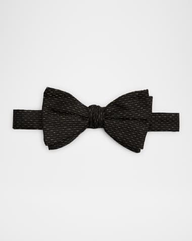 Eton Men's Metallic Stripe Silk Bow Tie
