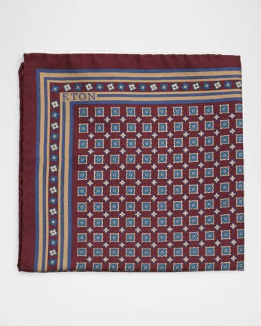 Eton Men's Silk Twill Medallion Pocket Square
