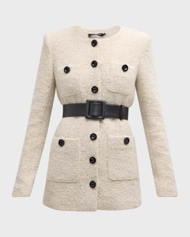 Toccin Lea Belted Boyfriend Tweed Jacket