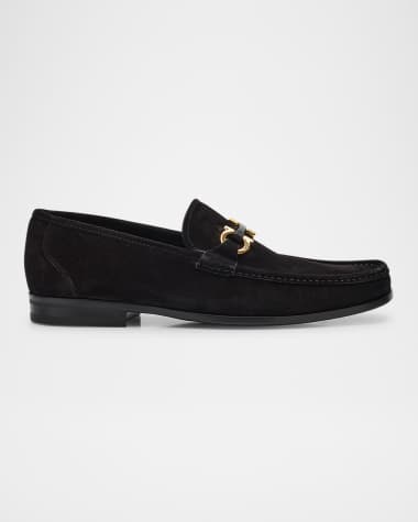 Ferragamo Men's Grandioso 2 Suede Gancini Bit Loafers