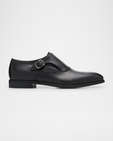 Ferragamo Men's Leather Monk Strap Loafers