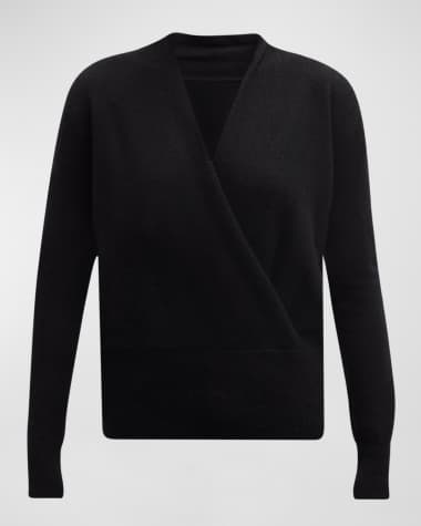 Neiman Marcus Cashmere Collection Cashmere Faux Wrap Sweater