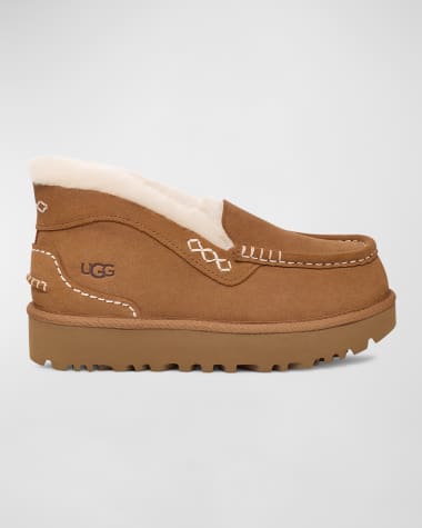 UGG Ansley Suede Shearling Slip-On Loafers