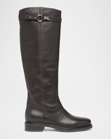 NeroGiardini Leather Buckle Tall Riding Boots