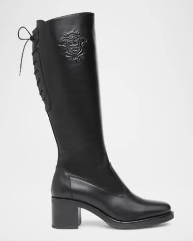 NeroGiardini Leather Corset Lace-Up Knee Boots