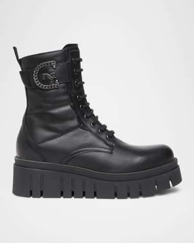 NeroGiardini Chain Leather Flatform Desert Boots