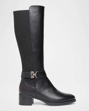 NeroGiardini Leather Stretch Buckle Knee Boots