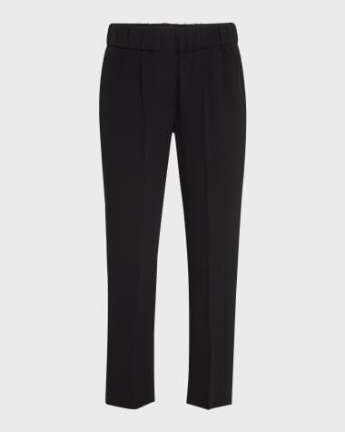 Brunello Cucinelli Silk Pull-On Cropped Pants