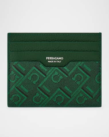 Ferragamo Men's Leather Monogram Card Holder