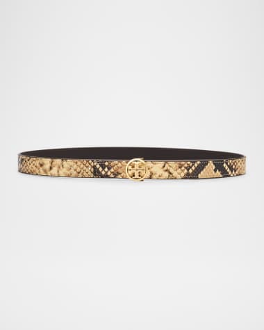 Tory Burch Miller Snake-Embossed Leather Belt