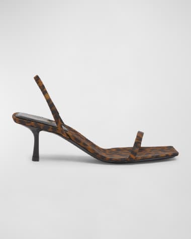 Saint Laurent Jaspe Leopard Slingback Sandals