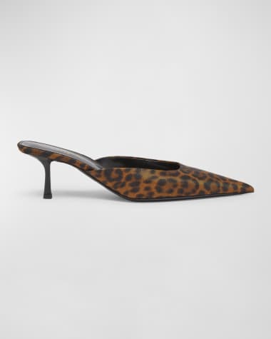 Saint Laurent Barbara Leopard Mule Pumps