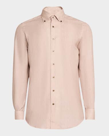 Emanuel Berg Men's Herringbone Brushed Twill Sport Shirt