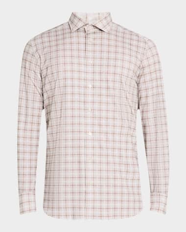 Emanuel Berg Men's Check 4Flex Stretch Knit Sport Shirt
