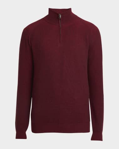 Brioni Men's Cashmere Quarter-Zip Sweater