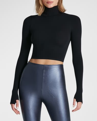 Commando Ballet Cropped Turtleneck Microfiber Top