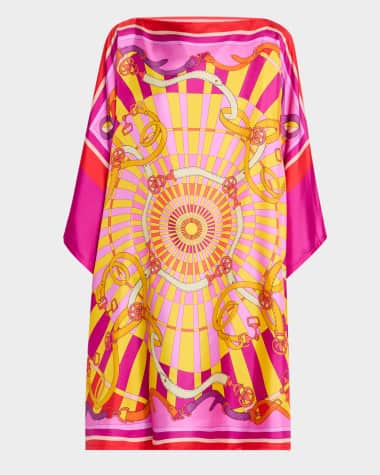 Rani Arabella Firenze Hibiscus Hand-Printed Silk Kaftcan