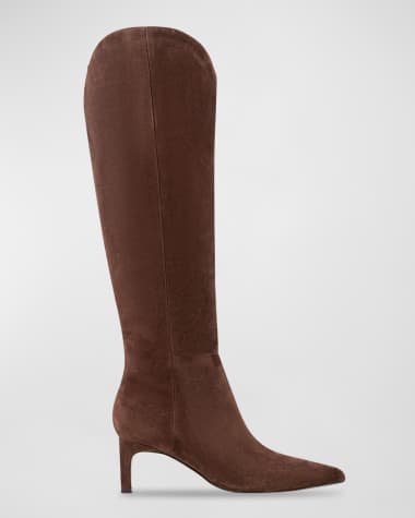 Marc Fisher LTD Leather Kitten-Heel Knee Boots