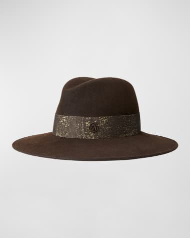 Maison Michel Zango Wool Felt Fedora With Speckled Band