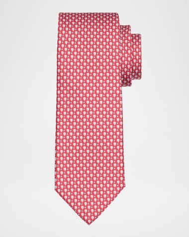 Ferragamo Men's Ping Pong Paddle-Print Silk Tie