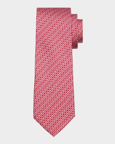 Ferragamo Men's Gancini Lettering Silk Tie